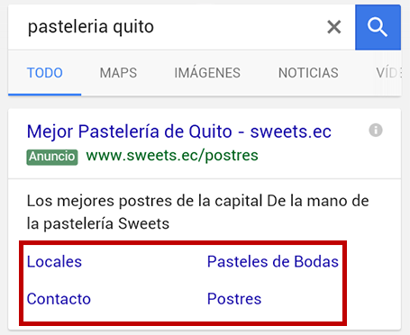 Anuncio Adwords Extención Llamada Quito